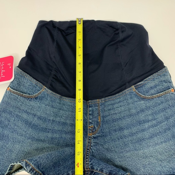 Isabel Maternity Cross Over Panel Jean Midi Shorts Med Blue New Nwt Size 8 - Picture 14 of 16